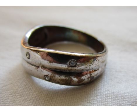 Silver designer set diamond ring