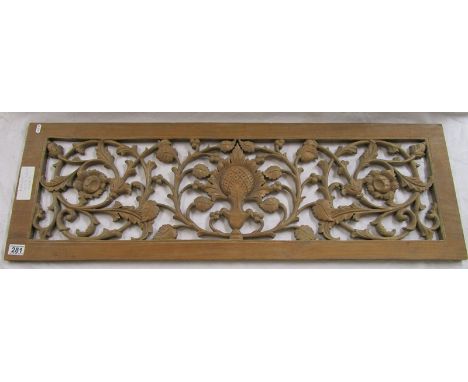 Large carved teak panel - 113cm x 36.5cm
