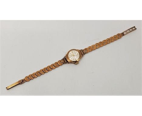 A 9ct. gold Renown ladies' wrist watch, manual movement, having signed silvered circular dial with quarterley Arabic numerals