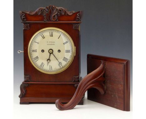 Mahogany bracket clock, early - mid 19th century, cream painted Roman dial named G. Taylor, London, eight day double fusee mo
