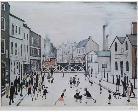 After Laurence Stephen Lowry (1887-1976),   "The Level Crossing, Burton On Trent", signed in pencil in the margin, with Fine 