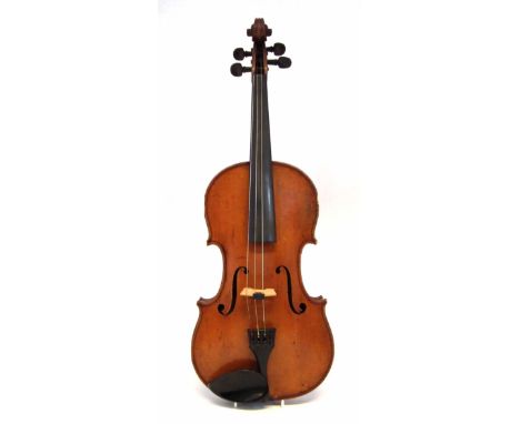 Viola After Stradivarius, with flamed maple one piece back and orange varnish, together with two bows, and case, length of ba