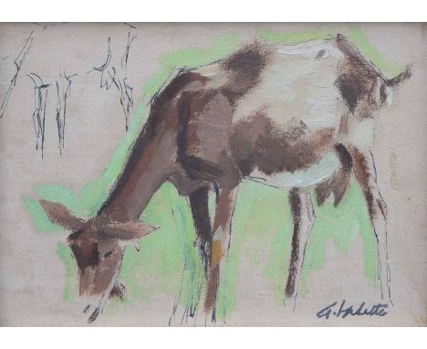 Pierre Adolphe Valette (1876-1942),  Goat study, signed, titled on gallery label - 'Tib Lane Gallery, Manchester' verso, ink 