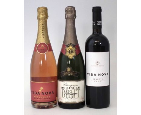 Bollinger Brut Vintage Champagne 1975, 75cl, also Cliff Richard vineyard bottles; Vida Nova Reserva 2008 and Bruto Rose, (3) 