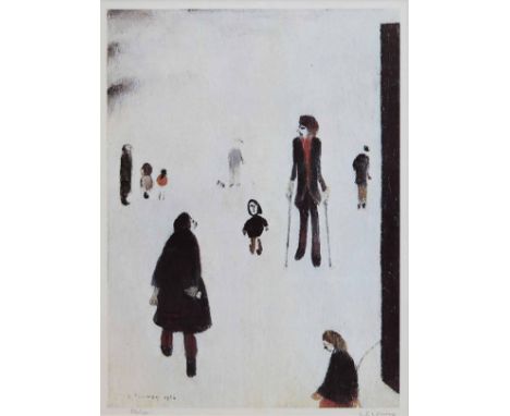 After Laurence Stephen Lowry R.A. (1887-1976),   "Figures in the Park", signed and numbered 52/100 in pencil in the margin, c