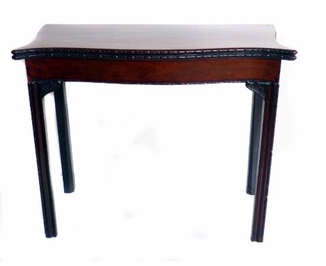 Late 19th century Chippendale style fold-over tea table with serpentine top with moulded edge above 8cm (3in) frieze, all sta