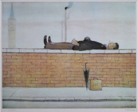 After Laurence Stephen Lowry R.A. (British, 1887-1976),  "Man Lying on a Wall", signed and numbered 379/500 in pencil in the 