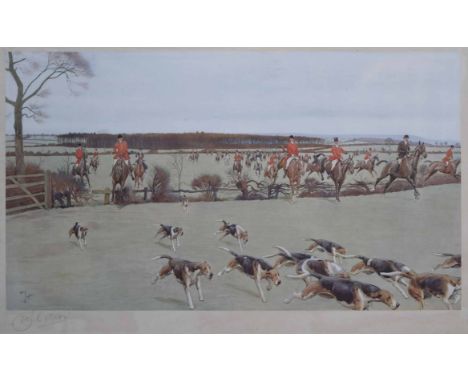After Cecil Aldin (1870-1935),  "The Cheshire Away from Bath Wood", 1912/13, signed in pencil in the margin, colour lithograp