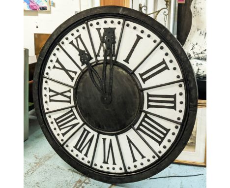 CLOCK FACE, painted metal, light up detail to rear, 150.5cm diam. 