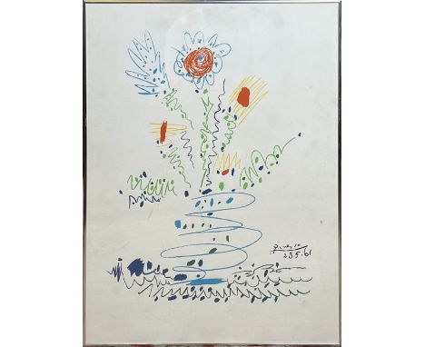 PABLO PICASSO (Spanish 1881-1973) 'Flowers, 1961', lithograph in colour on wove paper, signed and dated in the plate, 65cm x 