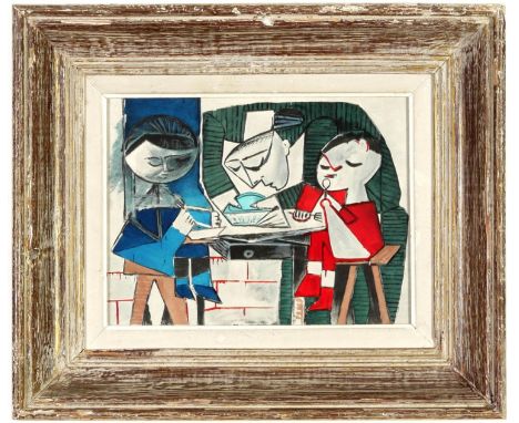 PABLO PICASSO, Il pasto, edition 200, rare pochoir suite: Venti pochoirs, 1955, French vintage frame, 21cm x 28cm. (Subject t