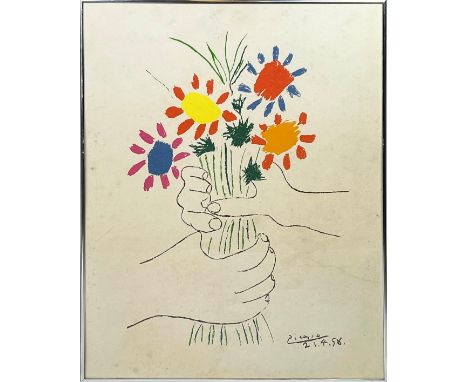 PABLO PICASSO (Spanish 1881-1973) 'The Flowers of Peace, 1958', lithograph in colour on wove paper, signed and dated in the p