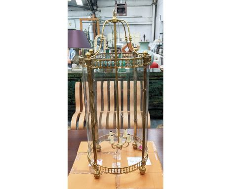 HALL LANTERN, Regency style, gilt metal and glazed, six branch light, 124cm drop. 
