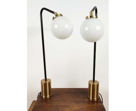 CTO LIGHTING ARRAY OPAL TABLE LAMPS, a pair, 62cm H. (2) 