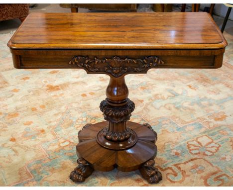 CARD TABLE, 71cm H x 92cm W x 46cm D, William IV rosewood, circa 1835, with green baize top. 