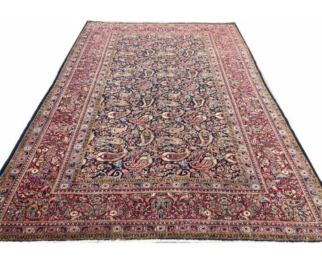 ANTIQUE PAISLEY DESIGN KASHAN CARPET, 266cm x 183cm. 