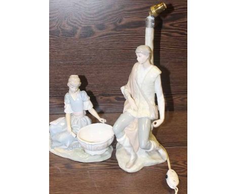 LLADRO LAMP AND FIGURE 
