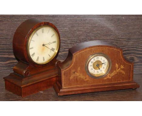 UNUSUAL BREVETE PENDULUM MAHOGANY REGENCY MANTEL CLOCK
together with another similar with gilt dial, enamel chapter ring and 