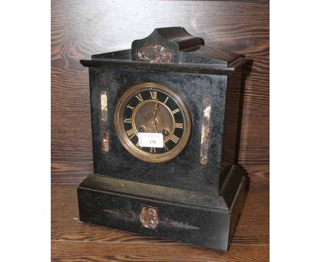 BLACK SLATE MANTEL CLOCK