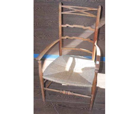 LADDER BACK ARMCHAIR 
with rush seat