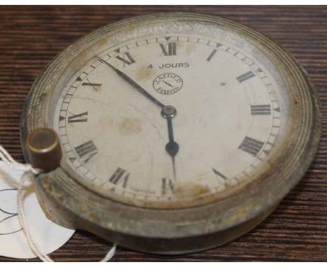 RARE JAEGER PARIS FOUR DAY AUTOMOBILE DASHBOARD / TRAVEL CLOCK FACE & MOVEMENT
dial reads "4 JOURS JAEGER PARIS FABRIQUE EN S