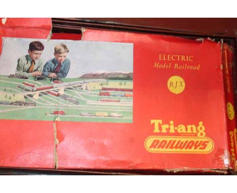 MILITARY METAL TRUNK
containing Tri-ang train set