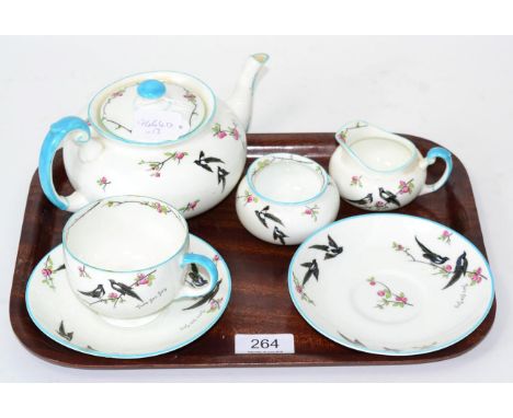 A Paragon tea for two set; comprising teapot, cream, sugar, two saucers and one cup, made for HRH The Duchess of York for Pri