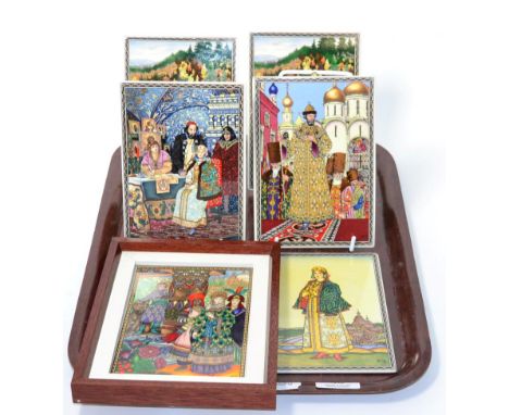 Six Villeroy & Boch ''Russian Fairy Tales'' 1980s ceramic plaques by Boris Godovnov 