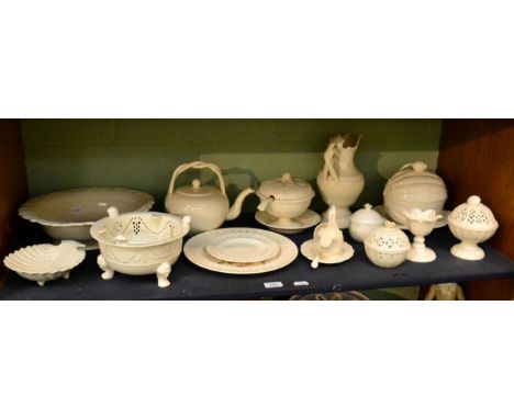 A good collection of 20th Century creamware, predominantly Hartley Greens & Co, Leeds Pottery, including: a melon form tureen