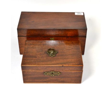 A rosewood tea caddy; and a mahogany table box (2) 