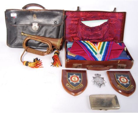 A collection of assorted 20th century Civil Defence and related items to include; leather attache bag, 2x original Avon Fire 