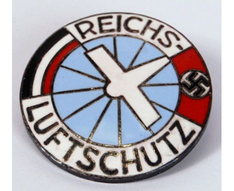 An original WWII Second World War Third Reich Nazi party ' Reichs Luftschutz ' (Air Training) enamel lapel badge. German make