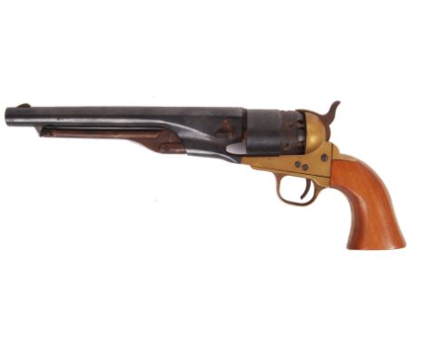 An 1860's pattern Navy .36 calibre six shot percussion cap revolver. The cylinder with naval engraving. Marked 'Colts Patent 