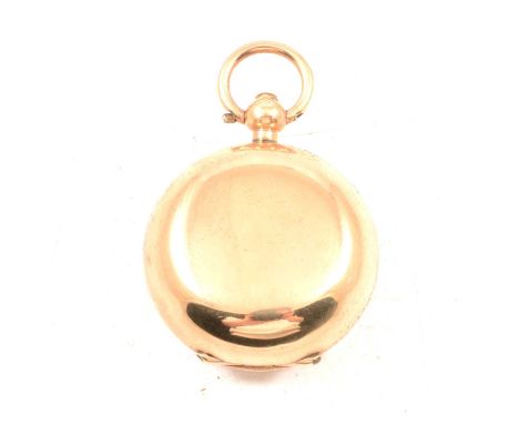 Edward VII 9ct gold Sovereign coin case, Dennison Watch Case Co., Birmingham 1910, circular form, plain suspension ring, not 