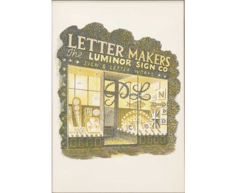 Eric Ravillious, Letter Makers - The Luminor Sign Co.,unsigned, lithograph, 21 x 14cm.