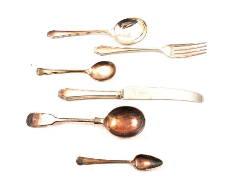 Garrard &amp; Co part canteen of silver-plated cutlery, and other plated cutlery.