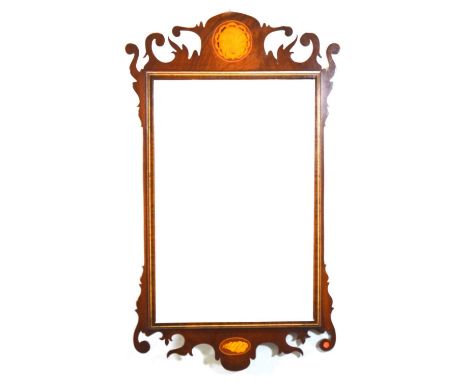Edwardian pier glass in the Chippendale style, shell inlaid pediment, rectangular bevelled glass, 91x55cm, and occasional tab