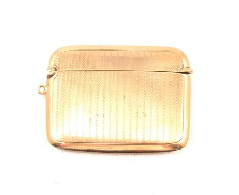 Edward VII 9ct gold vesta case, Deakin &amp; Francis Ltd, Birmingham probably 1909, rectangular with rounded corners, engine 