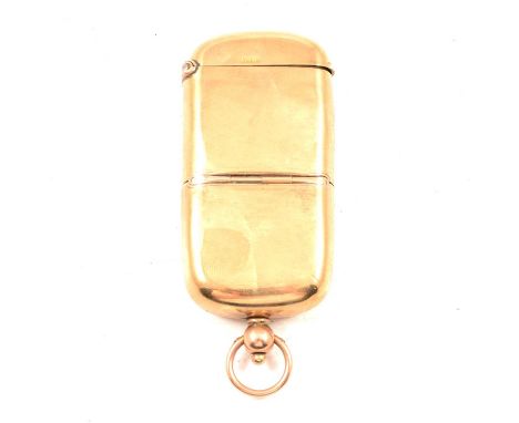 Edward VII 9ct gold combination Sovereign coin and vesta case, Jay, Richard Attenborough Co. Ltd., Chester 1905, rectangular 