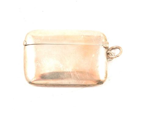 Edward VII silver vesta case, Payton Pepper &amp; Sons Ltd., Chester 1910, rectcngular form with rounded corners, plain suspe