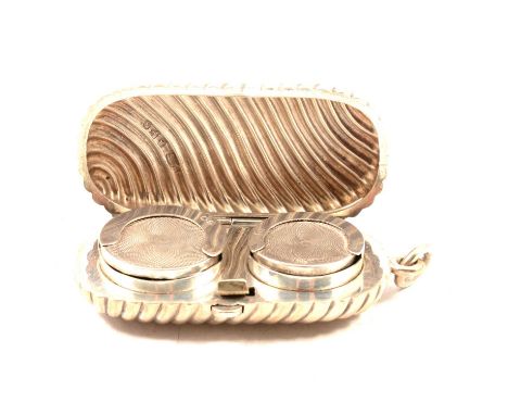 Victorian silver double Sovereign coin case, William Neale &amp; Sons, Chester 1900, oval form with fluting, plain suspension