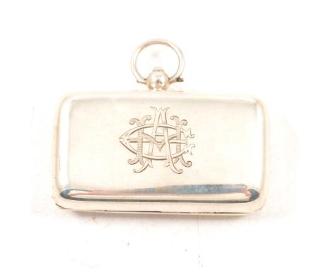 George V silver double Sovereign coin case, Joseph Gloster Ltd, Birmingham 1912, rectangular form with rounded corners, plain