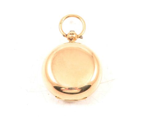 George V 18ct gold Sovereign coin case, Joseph Walton &amp; Co., London 1913, circular form, plain suspension ring, not engra