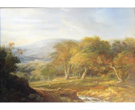 ANTHONY VANDYKE COPLEY FIELDING (1787-1855) "The Wharf, Bolton Abbey in the distance", oil on canvas, signed lower right, ins