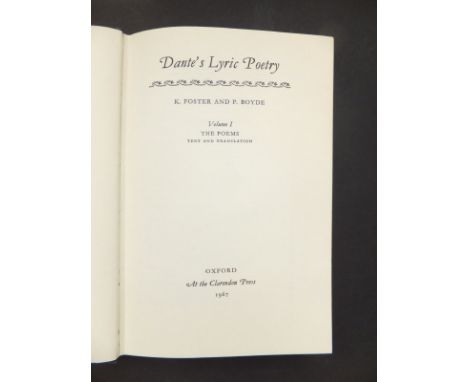 K. FOSTER & P. BOYDE "Dante's Lyric Poetry", in two Volumes, published at The Clarendon Press, Oxford 1967, clothboard bound 