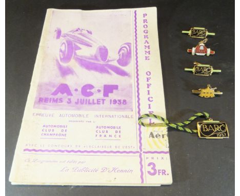 A 1938 Donnington Grand Prix car race Programme (Saturday October 22nd 1938, moved from 1st October), together with an A.C.F.