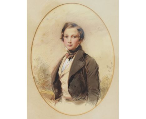 EDMUND HAVELL (1819-1894) "Jeanette Duckworth nee Clutterbuck", a portrait study, half length, oval, charcoal pastel, signed 
