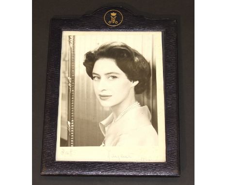 A Cecil Beaton black and white photograph of HRH Princess Margaret, head and shoulders, signed by Beaton and "Margaret", date