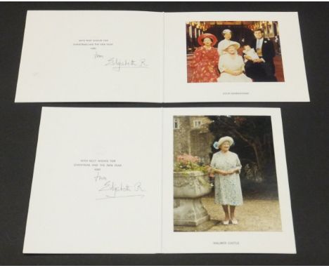 A Christmas card from HRH Elizabeth The Queen Mother depicting the Queen Mother with Princess Margaret, Prince Andrew with ba