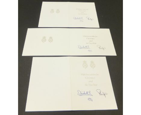 A Christmas card from Her Majesty The Queen and Prince Philip depicting The Queen and Prince Philip at the Races 1992 signed 